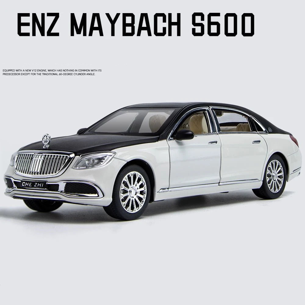 1:24 Maybach S600 S650 Alloy Metal Car Model Diecasts Metal Toy Vehicles Car Model High Simulation Sound and Light Kids Toy Gift White - IHavePaws