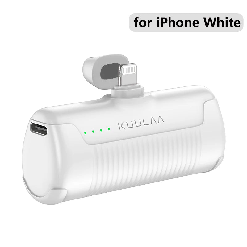 KUULAA Mini Power Bank 4500mAh - Portable Charger for iPhone 15/14/13/12 Pro Max & Samsung/Xiaomi - External Battery PowerBank For iPhone White - IHavePaws