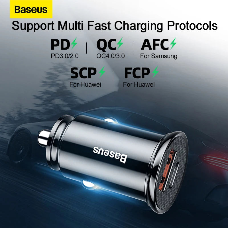 Baseus USB Car Charger Quick Charge 4.0 QC4.0 QC3.0 QC SCP 5A PD Type C 30W Fast Car USB Charger For iPhone Xiaomi Mobile Phone - IHavePaws