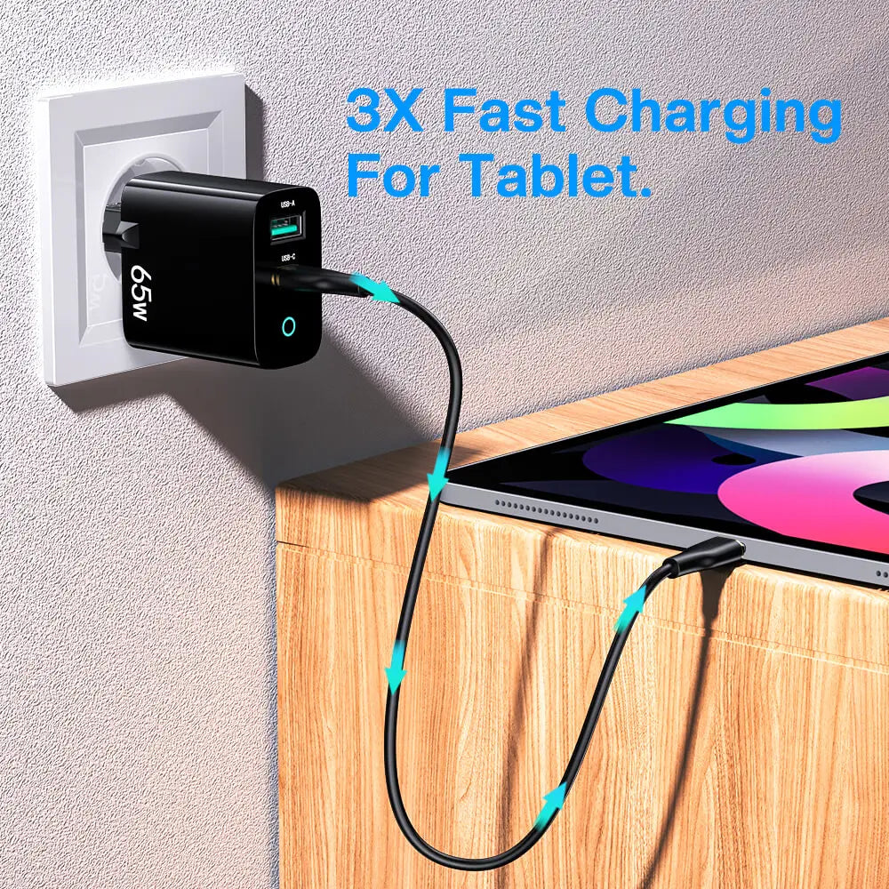 65W GaN USB Charger Quick Charge Phone Charger QC PD USB C Fast Charger For iPhone 13 12 11 Samsung S20 S10 Macbook iPad Huawei