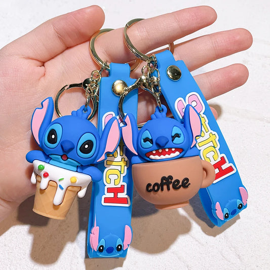 Anime Funny Stitch Keychain Cute Keychain PVC Pendant Men's and Women's Backpack Car Keychain Jewelry Accessories - ihavepaws.com