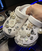 Shoe Charm for Crocs DIY Luxury Designer Pearl Chain 3D Shoe Flower Decoration Buckle for Croc Charms Hole Shoes Accessories - IHavePaws