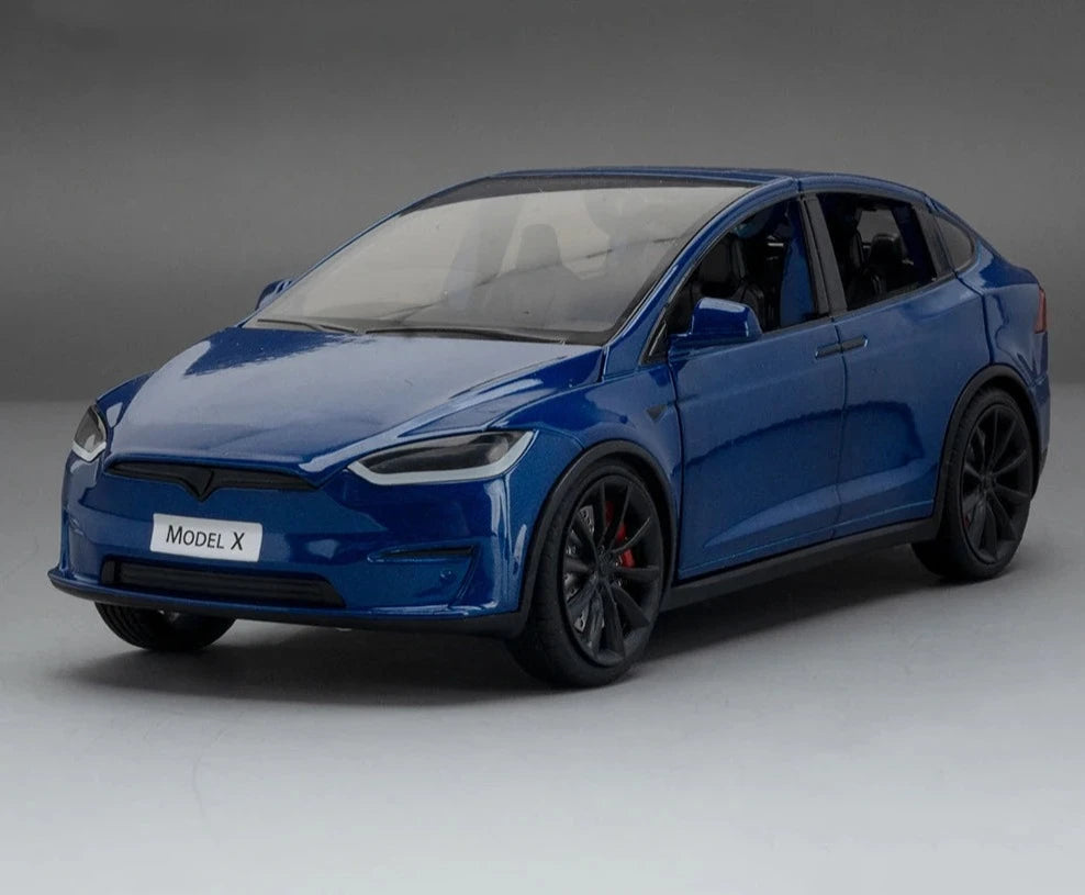 1:24 Tesla Model Y Model 3 Tesla Model S Alloy Die Cast Toy Car Model Sound and Light Model X Blue - IHavePaws