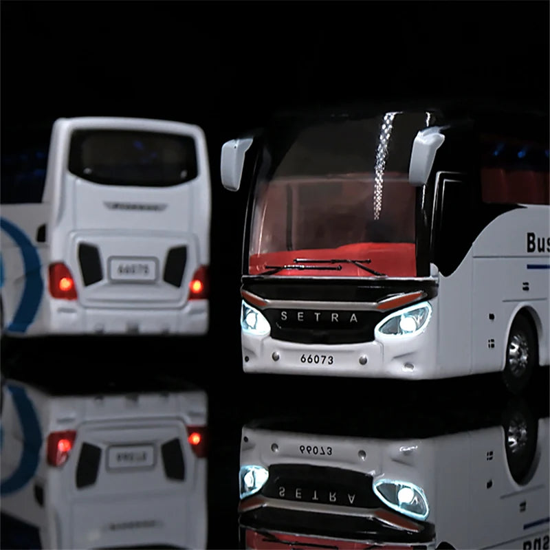 Luxury Electric Airport Business Bus Alloy Car Model Diecast Simulation Metal Toy City Tour Bus Model Sound and Light Kids Gifts - IHavePaws