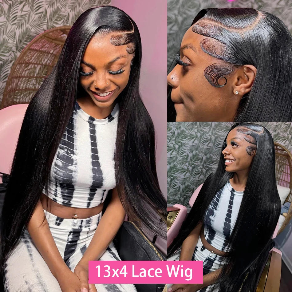 28 30 32 34 Inch 13x4 360 Straight Lace Front Human Hair Wigs Brazilian 13x6 HD Transparent Lace Frontal Wig For Women