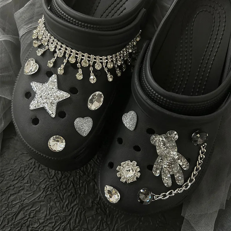 DIY Sparkling Diamond Chain Shoe Charms for Crocs Clogs Slides Sandals Garden Shoes Decorations Charm Set Accessories Kids Gifts A-11PCS - IHavePaws
