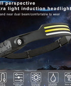 Induction Headlamp COB LED Sensor Head Lamp Built-in Battery Flashlight USB Rechargeable Head Torch 5 Lighting Modes Headlight - IHavePaws