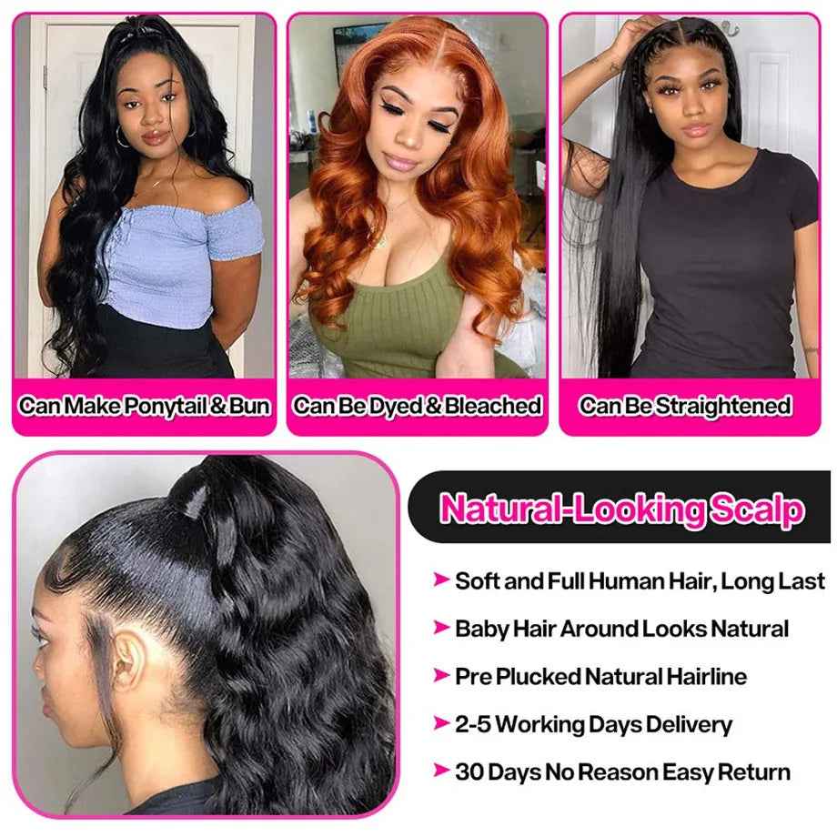 Body Wave Human Hair Lace Frontal Wig 13x4 13x6 Transparent Glueless Lace Front Wigs 6X4 Glueless Wig Ready To Wear Pre Cut Wigs