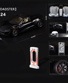 1:24 Tesla Model 3 Model Y Model X Roadster Alloy Car Model Diecast Metal Toy Vehicles Car Model Simulation Sound and Light Roadster black - IHavePaws