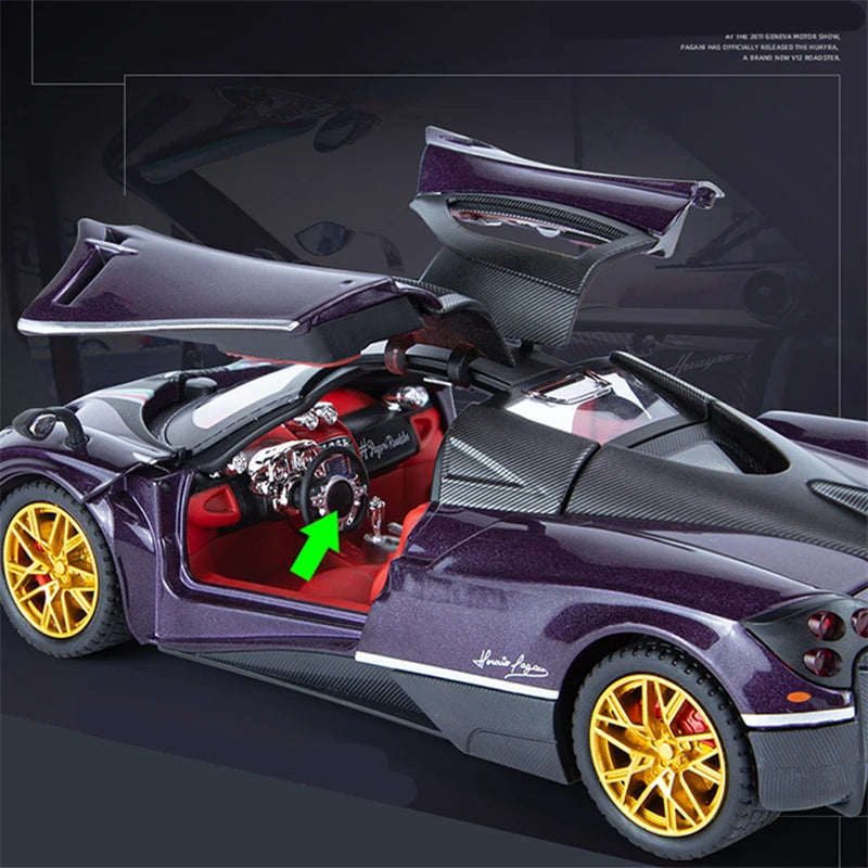 1/24 Pagani Huayra Dinastia Alloy Sports Car Model Diecasts Metal Toy Racing Car Model Simulation Sound and Light Childrens Gift - IHavePaws