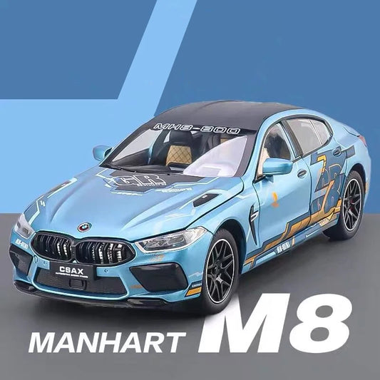 1:24 M8 MANHART MH8 800 Alloy Racing Car Model Diecasts Metal Sports Car Vehicles Model Simulation Sound and Light Kids Toy Gift
