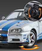1:24 Nissan Skyline Ares GTR R34 Alloy Sports Car Model Diecasts Metal Racing Car Vehicles Model Sound and Light Kids Toys Gifts