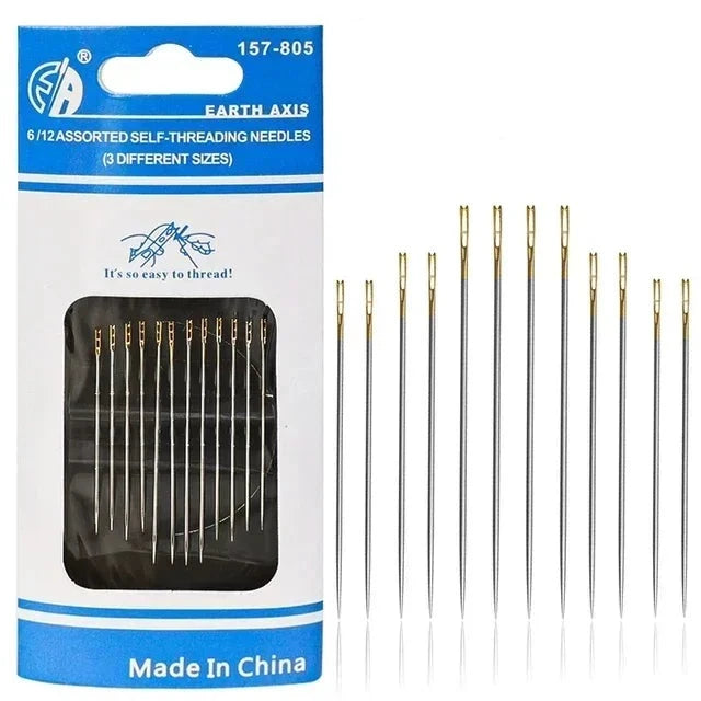 12PCS Side Holes Blind Needles Sewing Stainless Steel A-12PCS(Gold) - IHavePaws