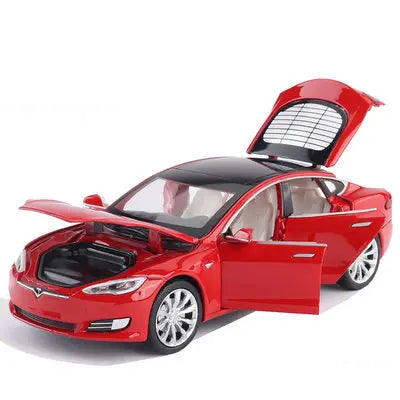 1:32 Tesla Model S Model 3 Alloy Car Model Simulation Diecast Metal Toy Car Vehicles Model Collection Sound Light Childrens Gift Model s red - IHavePaws