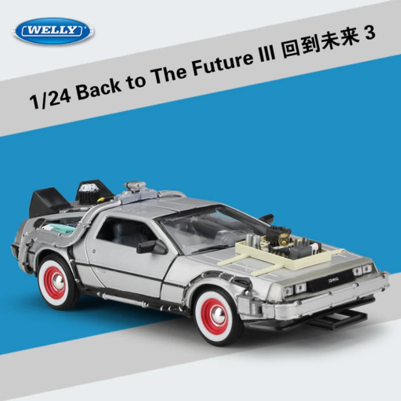 Welly 1:24 DMC-12 DeLorean Time Machine Back to the Future Car Model Diecast Metal Car Model Simulation Collection Kids Toy Gift Future 3 - IHavePaws