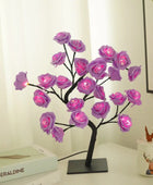 LED Rose Flower Table Lamp USB Christmas Tree Fairy Lights Purple - IHavePaws