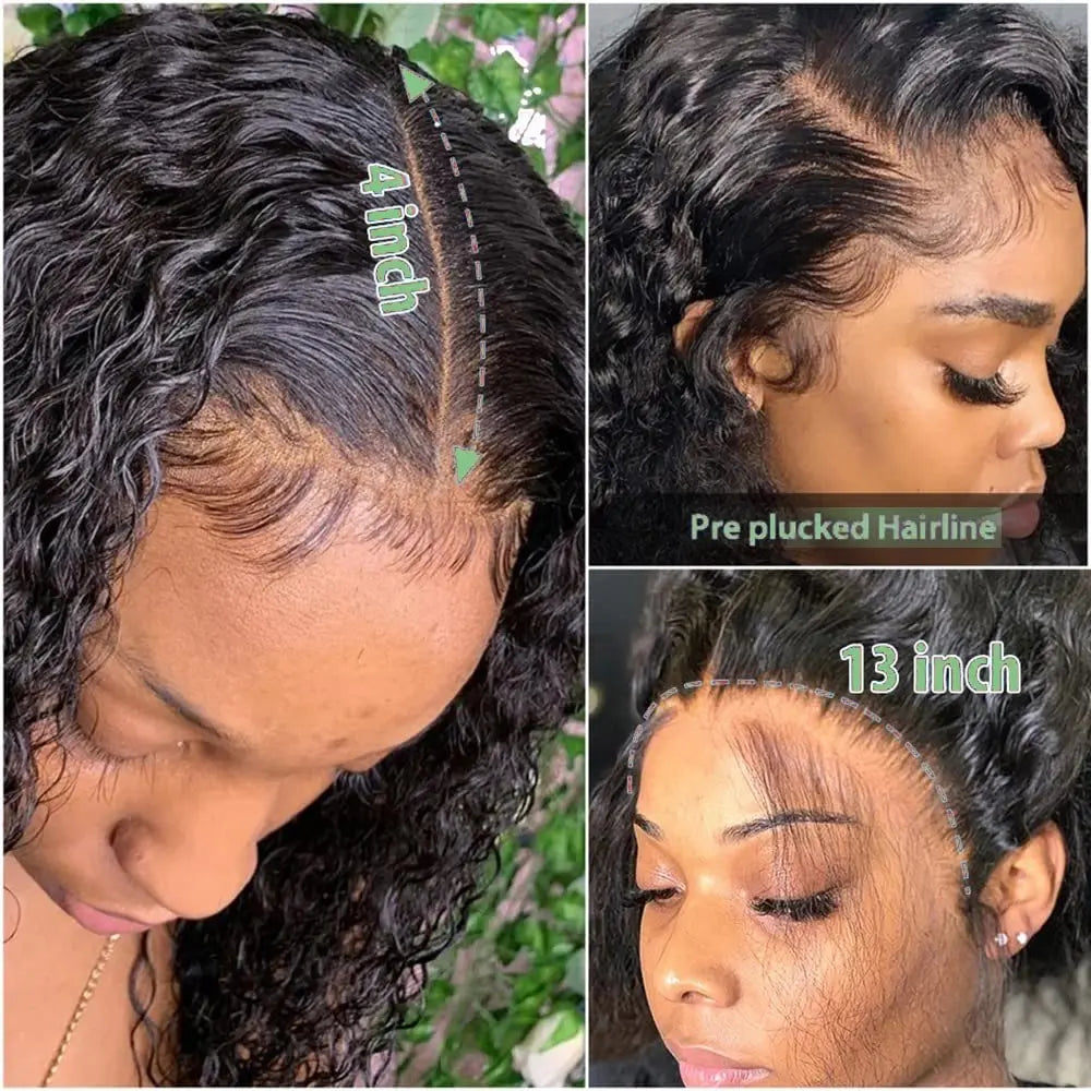 13x6 13x4 Deep Wave Lace Front Wigs Human Hair Pre Plucked Lace Front Curly Wigs Human Hair 200% Density Frontal Wigs Human