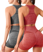 Seamless Yoga Set Workout Outfits for Women 1 Piece Sport Bra High Waist Shorts Yoga Leggings Sets Fitness Gym Clothing - IHavePaws