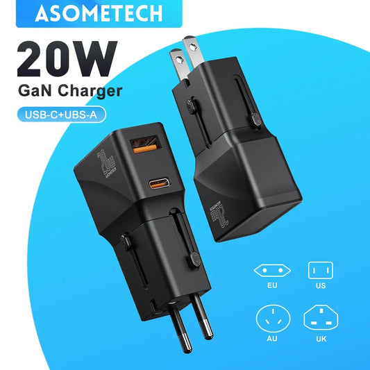 20W GaN PD USB C Fast Charger for IPhone 14 13 12 Pro Max QC 3.0 PD 3.0 Multi Plug USB Type C Quick Charging for IPad Air Xiaomi