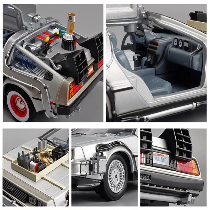 Welly 1:24 DMC-12 DeLorean Time Machine Back to the Future Car Model Diecast Metal Car Model Simulation Collection Kids Toy Gift - IHavePaws