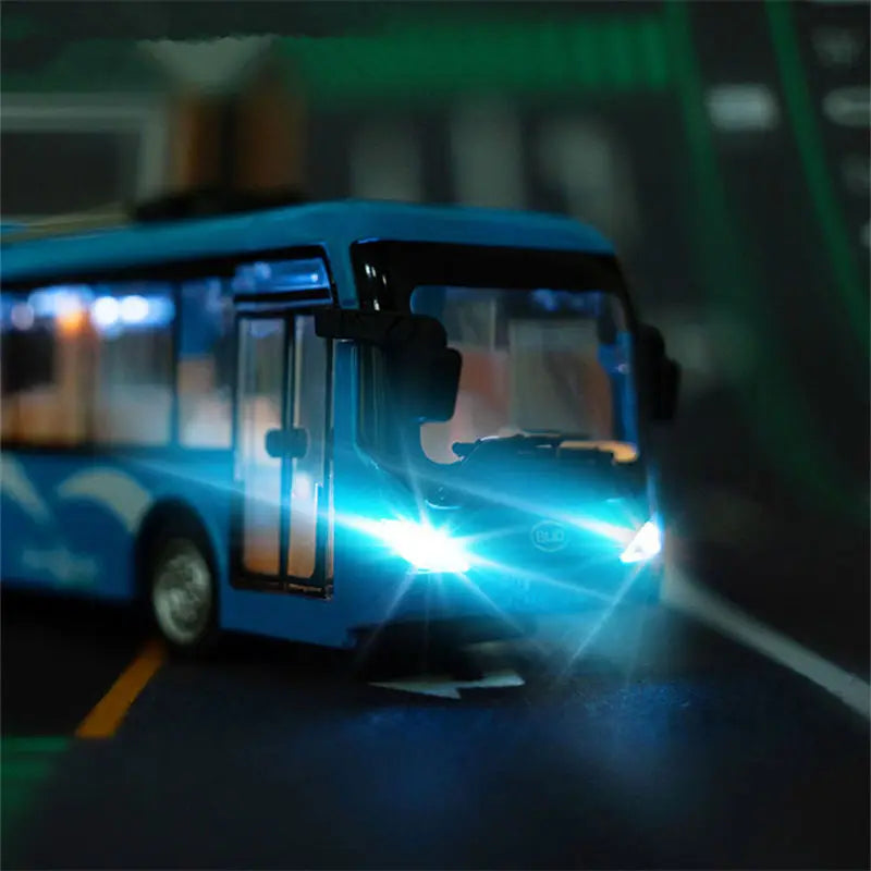 Electric Tourist Toy Traffic Trackless Bus Alloy Passenger Car Model Metal Double Section City Bus Model Sound Light Kids Gifts - IHavePaws