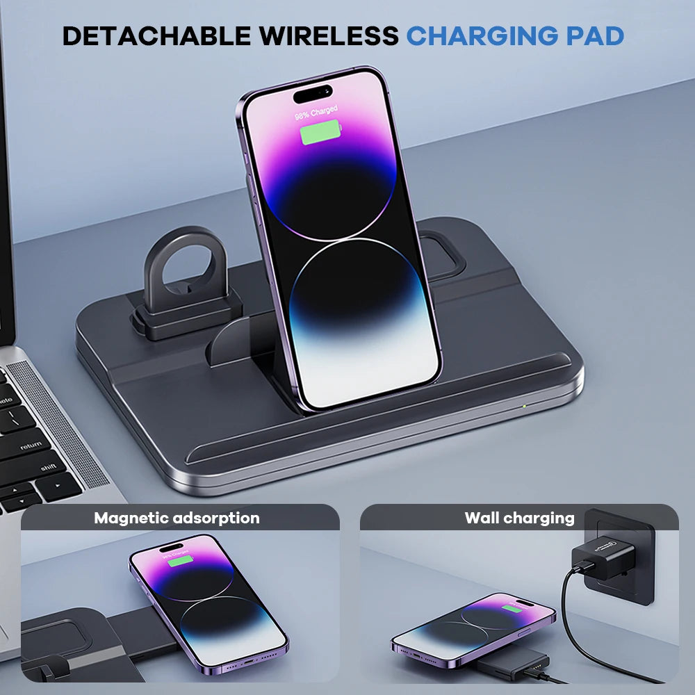 15W Fast Wireless Charger Dock Station 5 In 1 Wireless Charging Stand for Iphone  11 12 13 Mini Pro Max Apple Watch AirPods Pro