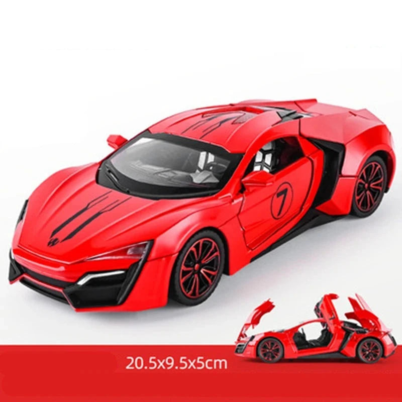 1:24 Lykan Hypersport Alloy Sport Car Model Diecasts & Toy Metal SuperCar Model Simulation Sound Light Collection Childrens Gift Red - IHavePaws