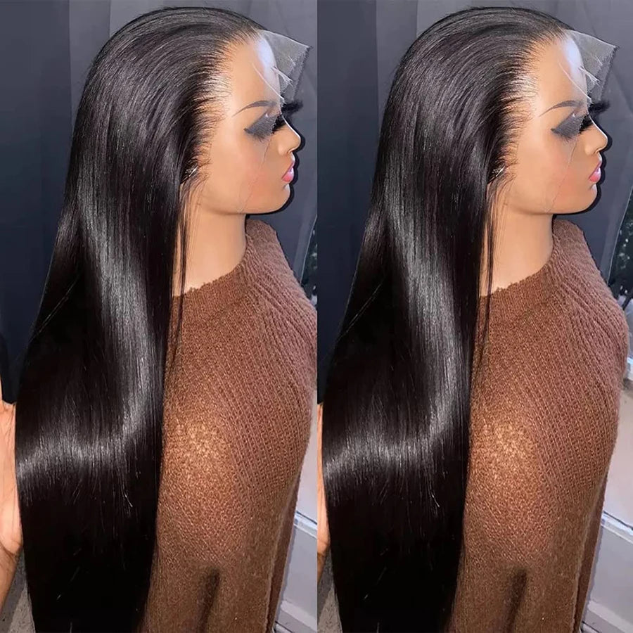 180% Density Straight 13x4 13x6 HD Lace Front Wigs Human Hair Transparent Lace Frontal Wig For Women 4x4 Lace Closure Wig