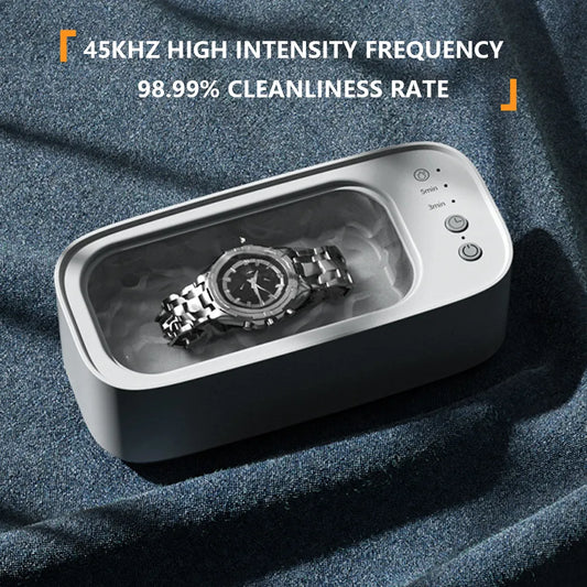 Ultrasonic High-frequency Vibration Cleaner 3 Gear 360 Degree Cleaning Machine Timing for Jewelry/Pacifier/Makeup Tool/Eyeglass