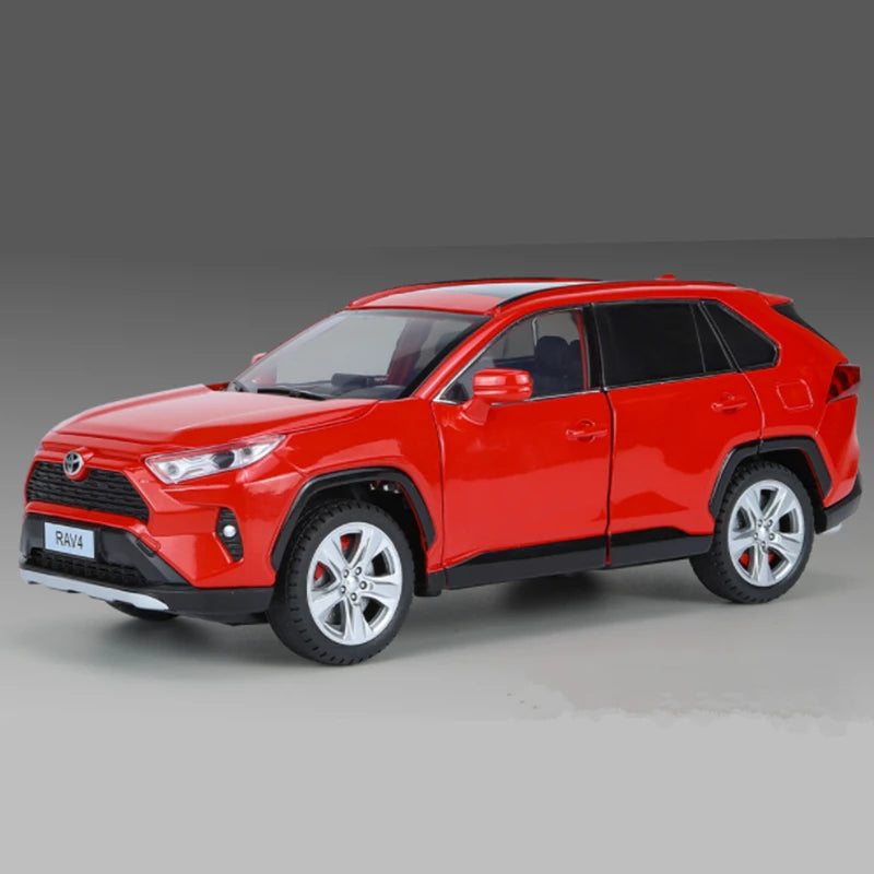 1:24 Toyota RAV4 SUV Alloy Car Model Diecasts Metal Off-road Vehicles Car Model High Simulation Sound and Light Kids Toys Gifts Red - IHavePaws