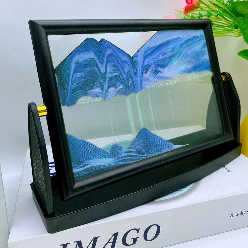 3D Rotatable Moving Sand Art Painting Square Glass Deep Sea Sandscape Navy Blue / S(15x10cm) - IHavePaws