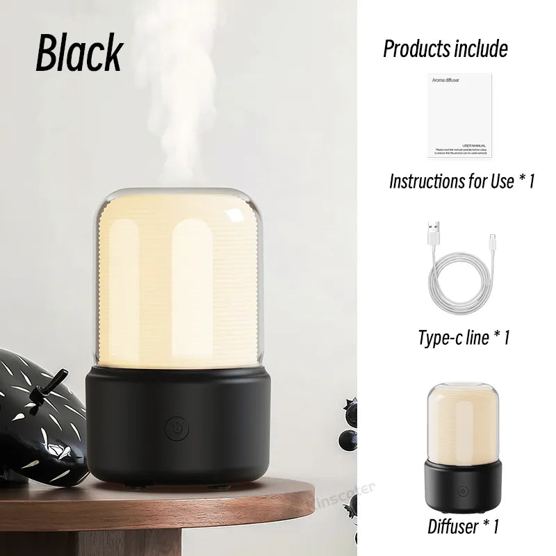 KINSCOTER Portable Mini Aroma Diffuser USB Air Humidifier A Black 120ml - IHavePaws
