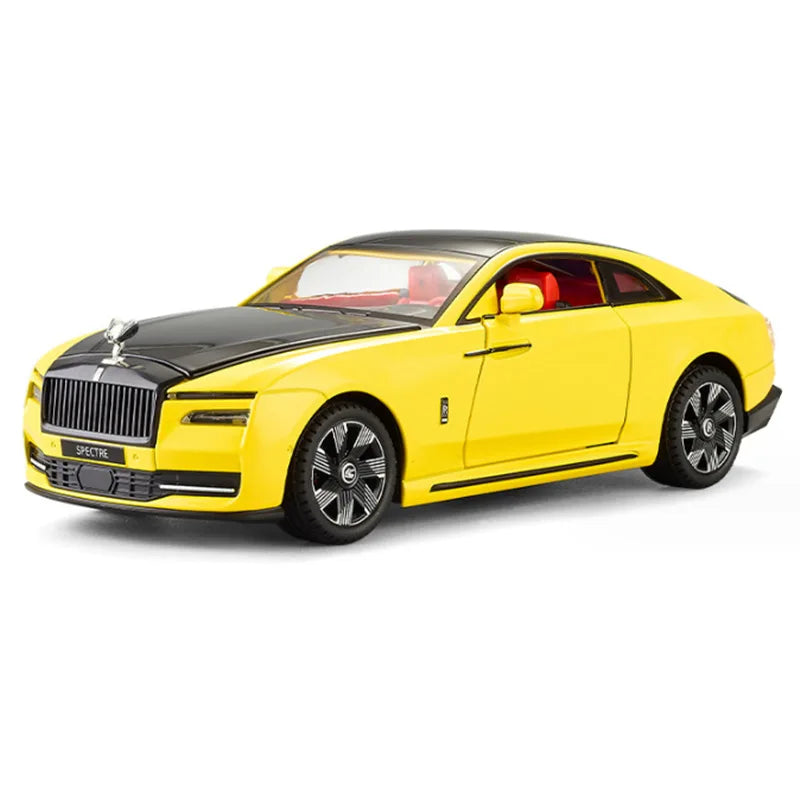 1:24 Rolls Royce Spectre Alloy Luxy New Energy Car Model Diecasts & Toy Vehicle Metal Charging Car Model Sound Light Kids Gifts Yellow - IHavePaws