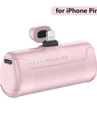 KUULAA Mini Power Bank 4500mAh - Portable Charger for iPhone 15/14/13/12 Pro Max & Samsung/Xiaomi - External Battery PowerBank For iPhone Pink - IHavePaws