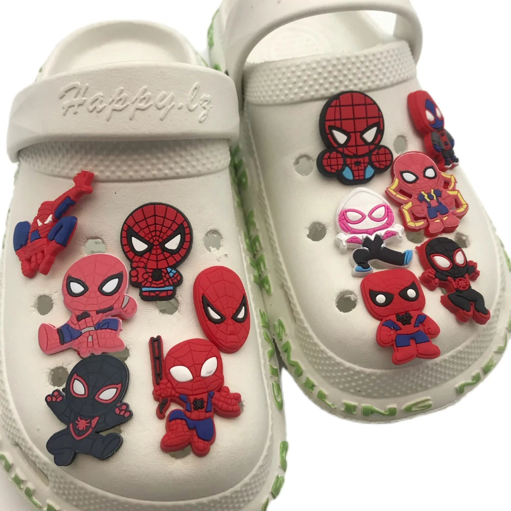 12pcs Marvel Spider-Man Series Shoe Decoration Charms Plastic DIY Accessories For Clogs Sandals Detachable Cute Shoes - ihavepaws.com