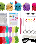 Crochet Kit for Beginners Small Octopus Crochet Knitting Kit Adorable Animal Crochet Starter Pack with 5 Colors Thread Stuffing - IHavePaws