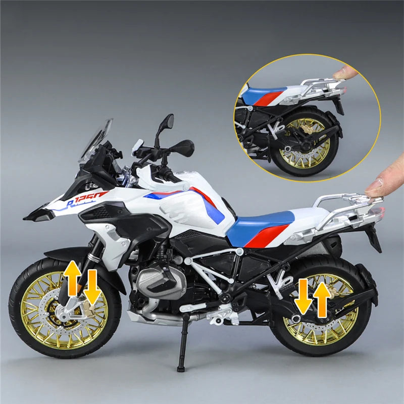 Large Size 1/9 R1250GS ADV Alloy Racing Motorcycle Diecasts Metal Street Sports Motorcycle Model With Light Childrens Toys Gifts