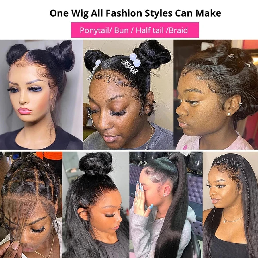 Transparent 360 Lace Frontal Wig 4x4 Lace Closure Wig Straight 13x6 Lace Front Human Hair Wigs For Black Women 30 32 34Inches