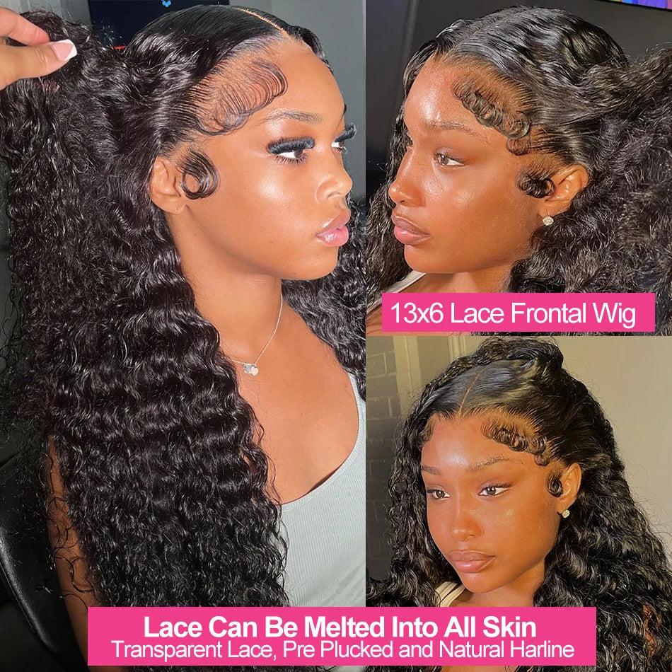 Deep Wave Curly Lace Front Wigs Brazilian Loose Water Wave 13x4 13x6 HD Lace Frontal Wig Preplucked Glueless Wig For Women