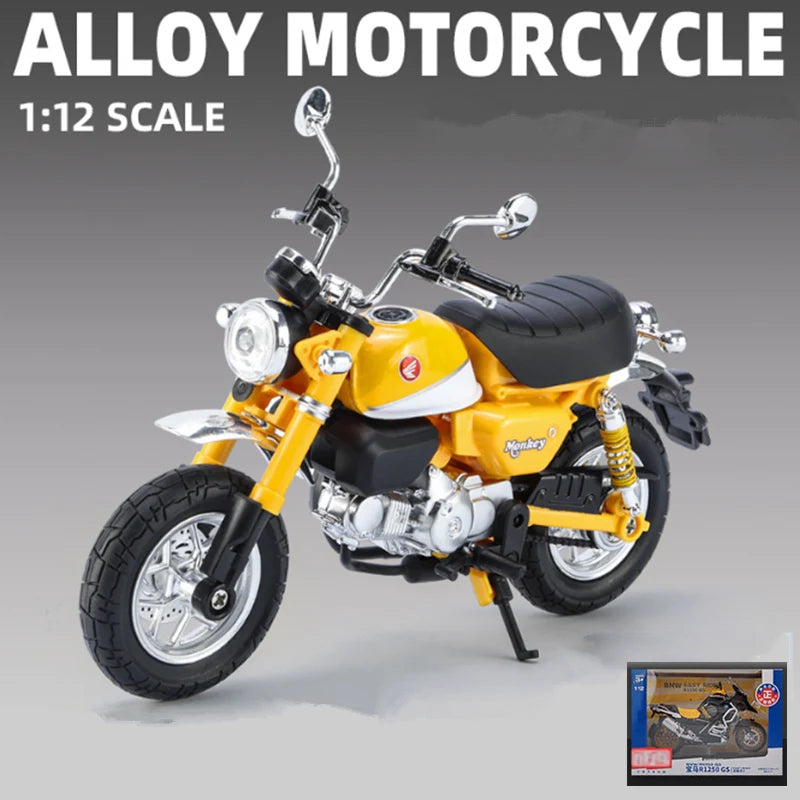 1:12 Honda Monkey 125 Alloy Sports Motorcycle Model Diecast Yellow retail box - IHavePaws