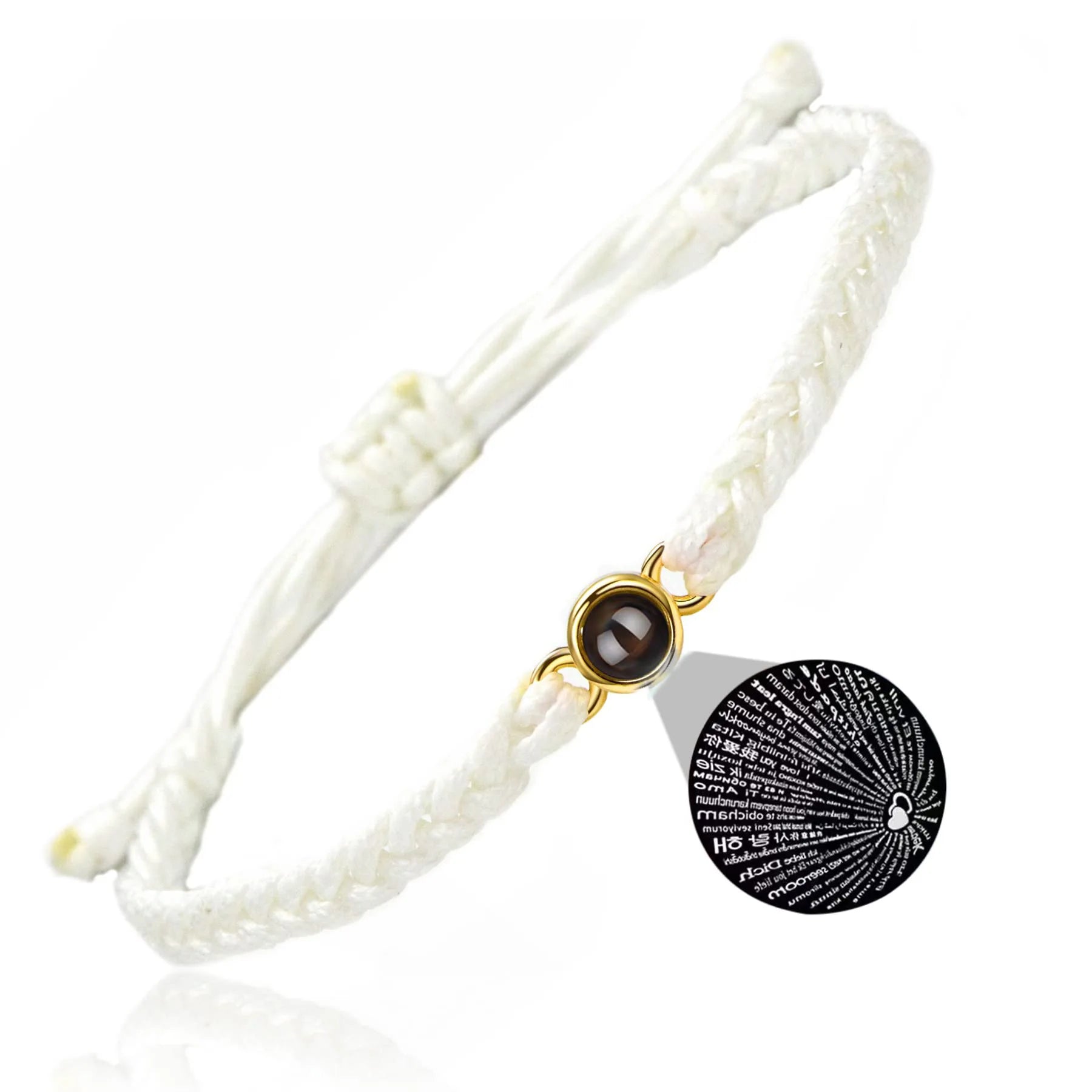Projection Jewelry Classic Hand-Woven Ropes Custom Bracelets With Personalized Photos Suitable For Holiday Commemorative Gifts White plus rose gold - IHavePaws