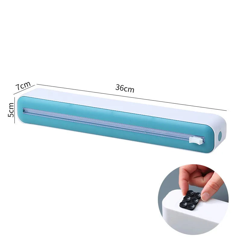 2 In 1 Food Film Dispenser Magnetic Wrap With Cutter Green - IHavePaws