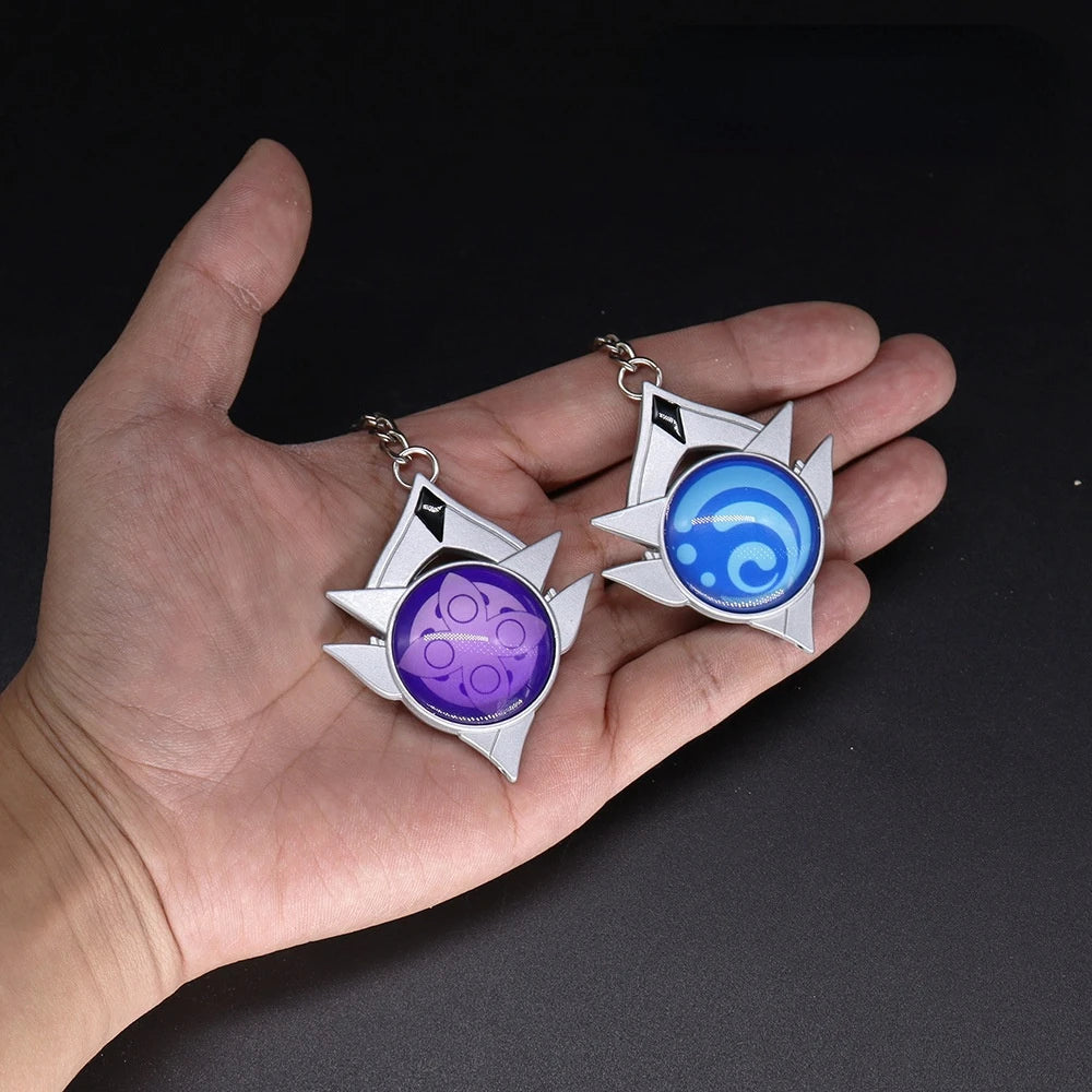 1pc Game Genshin Impact Hobby Snezhnaya Tartaglia Vision Two-sided Different Luminous Transformed Glass Keychain Ornament Gift keychain - IHavePaws