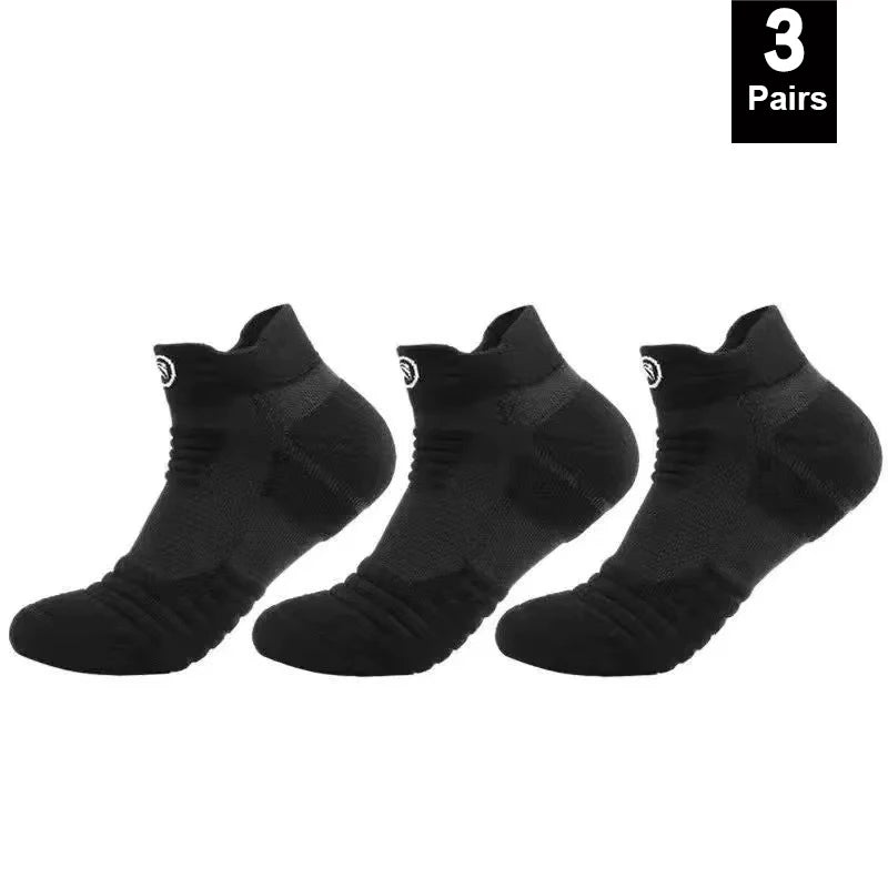 1/3pairs/Lot Men's Socks Compression Stockings Breathable Basketball Sports Cycling running Towel Socks High Elastic Tube Socks Black Short-3pairs / EU 39-45 - IHavePaws