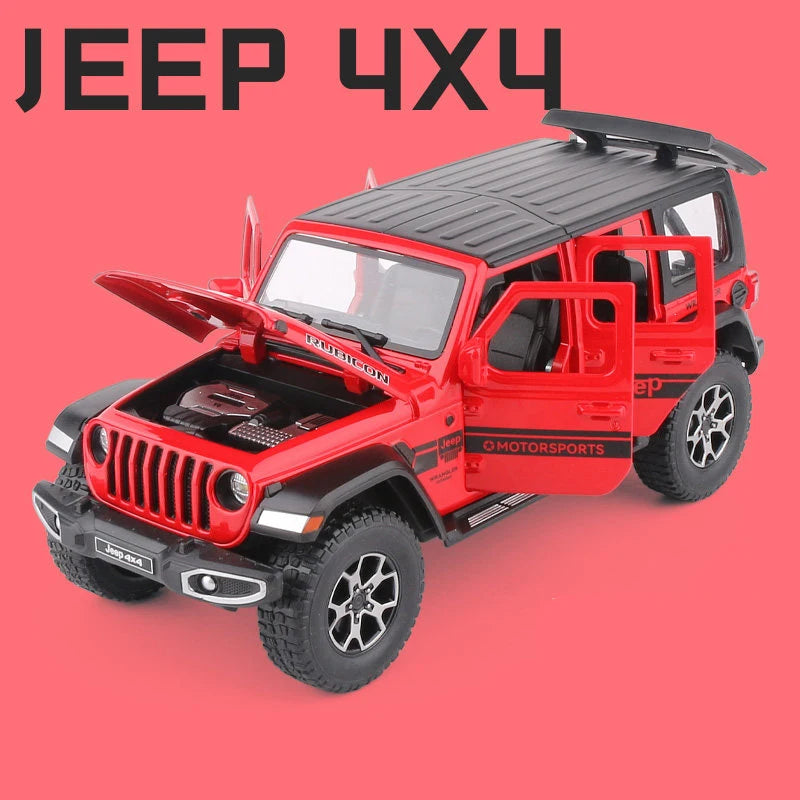 1:22 Jeep Wrangler Rubicon Alloy Car Model Diecasts Metal Off-road Vehicles Car Model Simulation Collection Childrens Toys Gift Red - IHavePaws