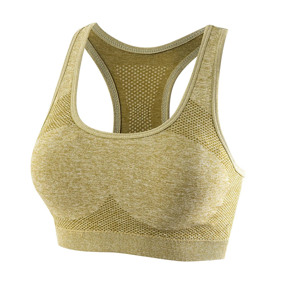 Fitness Sports Bra For Women Soft Brassiere Yoga Underwear Crop Tops 7 Color Breathable Running Gym Underwear Quick Dry Vest Yellow / S-M 40-60kg - IHavePaws