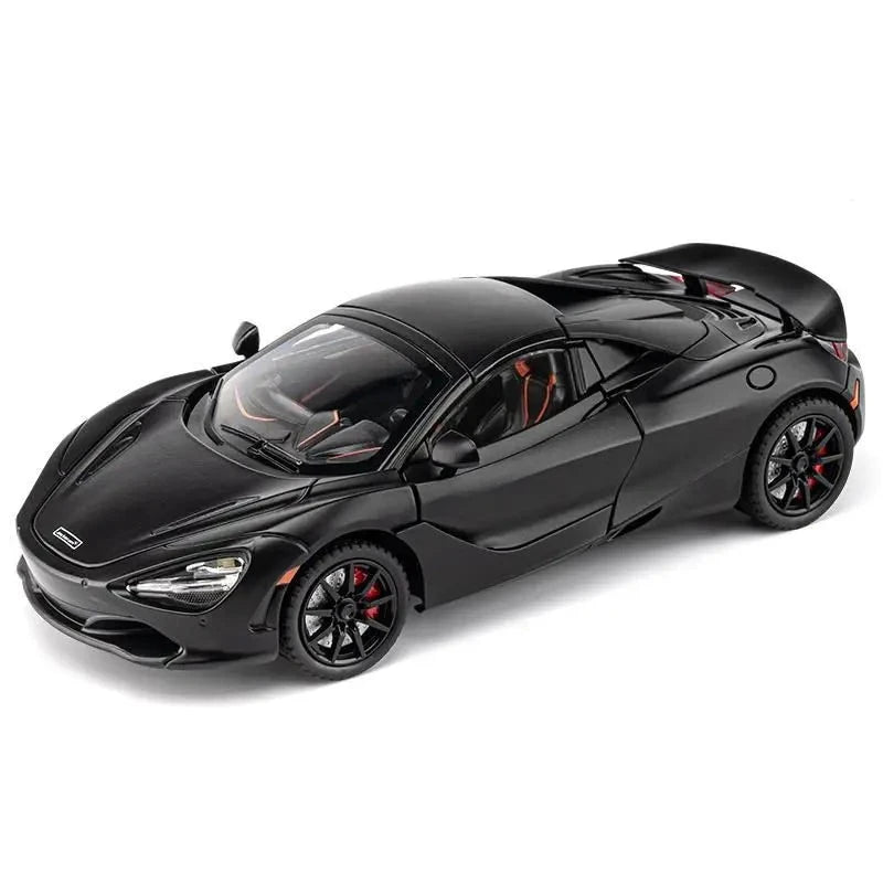 1:24 McLaren 720S Alloy Racing Car Model Diecast Metal Sports Car Model Simulation Sound and Light Collection Childrens Toy Gift Black - IHavePaws