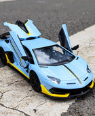 1/24 Lamborghini Aventador SVJ 63 Alloy Racing Car Model Diecast Metal Toy Sports Car Model Sound and Light Simulation Kids Gift Blue - IHavePaws