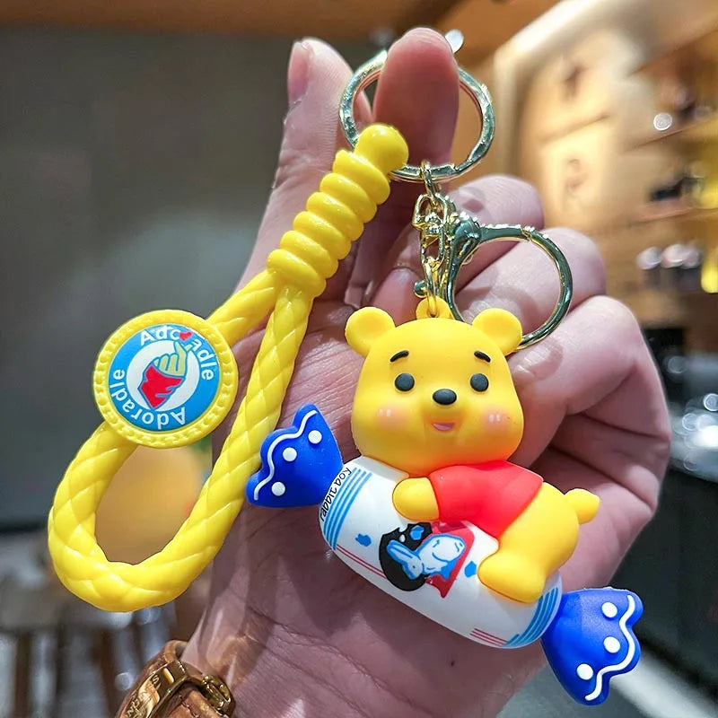 Creative and Cute Pooh Bear Keychain Cartoon Anime Disney Doll Pendant Men's and Women's Car Key chain Ring Children's Toys Gift 02 - ihavepaws.com