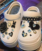 DIY 3D Black Rose Diamond Shoe Charms for Crocs Clogs Slides Sandals Garden Shoes Decorations Charm Set Accessories Kids Gifts A-16PCS - IHavePaws